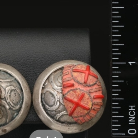 Ford Forlano Sterling Silver Button Earrings Handmade hugs kiss - Picture 2 of 4